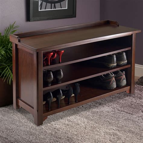 99 139. . Wood shoe rack with bench